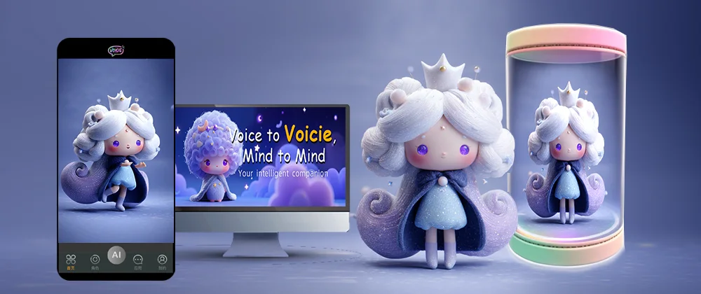 Voicie App、AI玩具、全息显示与智能家居产品生态示意